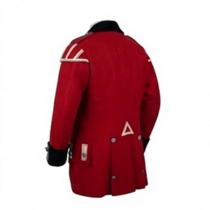 Manteau long en laine rouge pour homme, style historique, simple boutonnage, sur mesure - Product Image 2