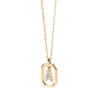 Kalung Huruf Awal Kustom Baja Anti Karat Berlapis Emas Liontin Zirkon Rantai Sambung Grosir Perhiasan Fashion untuk Wanita