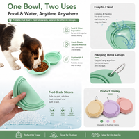 Bol de voyage pliable en silicone pour chien NicePets |   Bol double pliable anti-renversement |   Bol portable pour animaux de compagnie pour les promenades, 7 couleurs