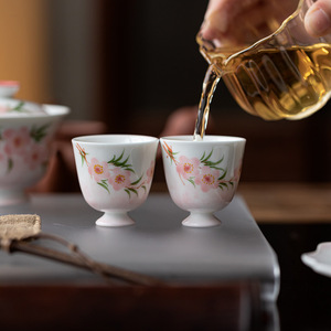 Guanlan White Porcelain Hand Painted Small Stem Teacup Ceramic Tasting Cup Kung Fu <b>Tea</b> <b>Set</b> Dehua Origin - Product Image 3