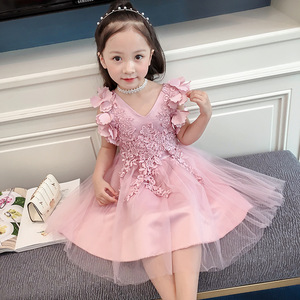 Boutique en ligne de robes en coton pour enfants, robes de princesse longues avec applications florales, fournisseur chinois - Product Image 2