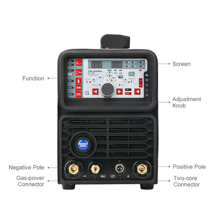 ANDELI送料無料TIG-250PL 220VフルパッケージアルミニウムTIG溶接機 