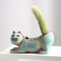 Chat mignon Pot de fleur succulente en céramique personnalité créative Simple queue de singe poste Cactus Pot de fleur