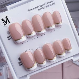 Uñas Postizas Acrílicas Hechas a Mano Estilo Francés, Forma Corta, Cobertura Completa, Proveedor Mayorista - Product Image 6