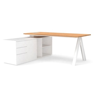 Poste de travail en L pour manager, en bois écologique avec gestion des câbles, pour bureau d'affaires et espace de coworking partagé - Product Image 2