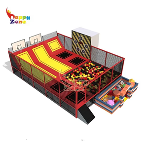 Parque infantil interior pequeño certificado CE para niños y adultos, parque <span class=keywords><strong>de</strong></span> trampolín con cuerda deslizante, <span class=keywords><strong>curso</strong></span> Ninja, uso comercial profesional - Product Image 1