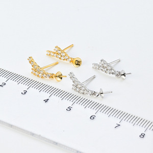 อุปกรณ์ทำเครื่องประดับเงินแท้ S925 แบบ DIY สำหรับต่างหูแบบถาดเปล่า สไตล์ใหม่ สำหรับใส่ลูกปัดกลมขนาด 7-10 มม. รุ่น 20842 - Product Image 2