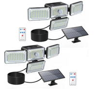 Lámpara de Pared LED Solar de Seguridad con Sensor Integrado/Independiente de 4 Cabezas para Garaje, 288/338A, con Control Remoto Infrarrojo
