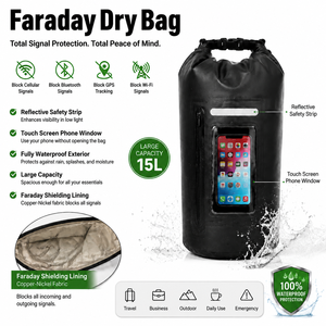 Sac étanche <span class=keywords><strong>Faraday</strong></span> portable grande capacité, <span class=keywords><strong>anti</strong></span>-Bluetooth, <span class=keywords><strong>anti</strong></span>-<span class=keywords><strong>RFID</strong></span>, bandoulière simple, bande réfléchissante, pour la nuit - Product Image 1