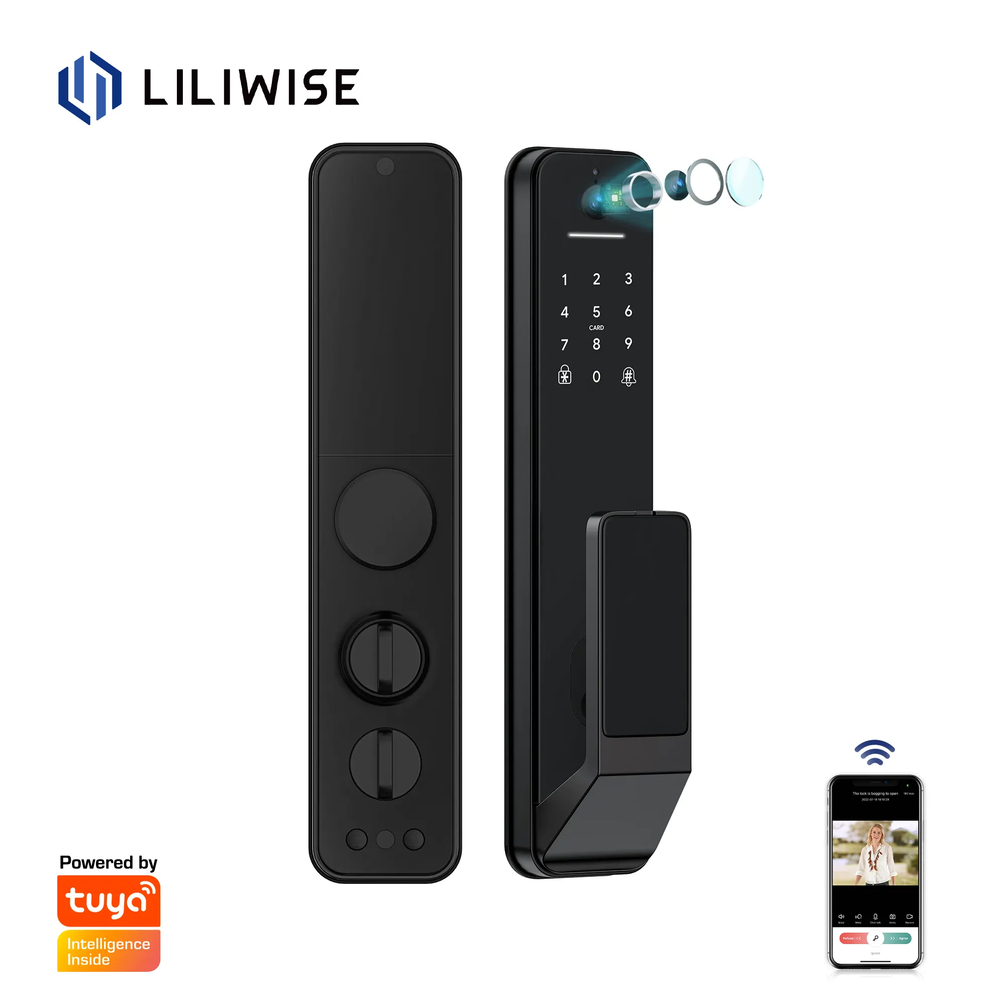 Liliwise Tuya Smart WiFi Digitales Türschloss Code karte Finger abdrucks chloss Voll automatisches Smart-Türschloss