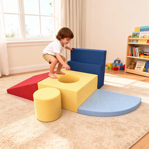 Jouets d'empilage éducatifs et sûrs avec des formes géométriques, blocs de jeu souples pour grimper et ramper à l'intérieur, salle de sport pour tout-petits - Product Image 1