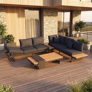 Ensemble de canapés de <span class=keywords><strong>jardin</strong></span> en teck massif moderne, meubles de patio élégants en alliage d'aluminium durable, lavables - Product Image 1