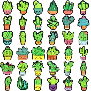 New Design Custom Cartoon Cactus Shoe Decorations PVC Shoes Accessories Shoe Charms