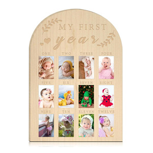 Marco de Fotos de Madera de Paulownia para Mi Primer Año, Decoración de Pared para Bebés, Forma Personalizada Vertical - Product Image 4