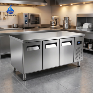 Réfrigérateur de travail sous comptoir en acier inoxydable BANGMAOL avec refroidissement par air, trois portes - Product Image 1