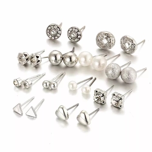 Fashion 12 Pairs <strong>Earring</strong> <strong>Set</strong> Square Crystal Heart <strong>Stud</strong> <strong>Earrings</strong> Jewelry <strong>Sets</strong> for Women Piercing Simulated Pearl Flower <strong>Earring</strong> - Product Image 5