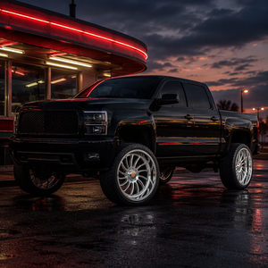 Rines Forjados SRD Serie <span class=keywords><strong>H</strong></span> XANS 24x14, Acabado Pulido y Cepillado Cyclone 8x6.5 8x180 para Chevy Silverado 1500 2500 F250 F350 - Product Image 5