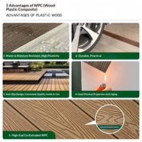 Plancher en composite bois-plastique co-extrudé, anti-corrosion, imperméable, ignifuge, auto-installable, design moderne, extérieur