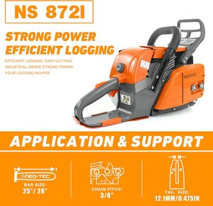 Cabezal de Motosierra de Gasolina NEOTEC NS872 72CC 70CC, Versión de Alta Gama, Compatible con Barra de 25/28'', Repuestos para Motosierra 381 NS872 - Product Image 3