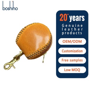 Monedero de Cuero Genuino de Primera Capa de Piel de Vaca Cosido a Mano con Temática de Béisbol Retro, Cartera para Monedas y Llaves - Product Image 1