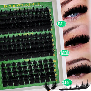 160D 200D 300D Thick Spiky <b>Individuals</b> <b>Lashes</b> 10-18mm Mega Wispy Eyelash Extension Fluff D Curly DIY at Home - Product Image 1