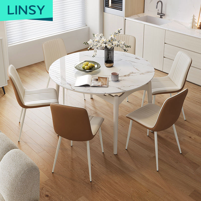 Round Wood Dining Table with Chairs Stylish Durable