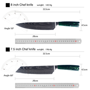APEX pisau koki profesional, pisau dapur profesional 8 inci Stainless Steel 4CR13, pegangan Resin zamrud, pola Laser Damaskus - Product Image 6