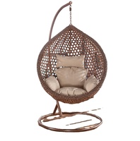 Chaise d'oeuf suspendue en rotin-Hamac suspendu avec coussins et support, chaise balançoire de patio intérieur/extérieur