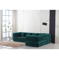 Canapé de salon modulaire en forme de L, style français, en tissu chenille vintage rétro, avec pieds en acier inoxydable pliables, amovibles et lavables