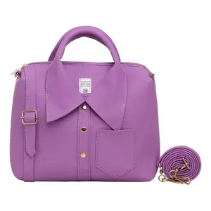 Bolso Bandolera Fana Lavender con Cierre de Botón de Cuero, Estilo Femenino, Uso Diario, Verano - Product Image 3