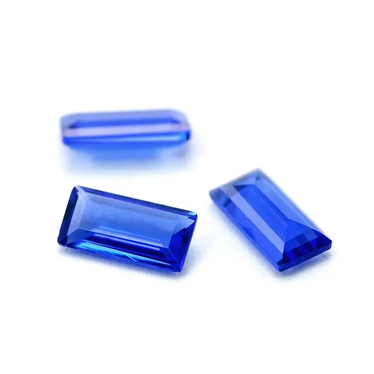 Pedras preciosas em forma de baguete, 2.5*5mm, nano esmeralda azul, pedra artificial