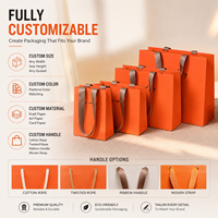 Sac en papier artisanal de luxe ambre orange personnalisé pour bijoux, avec poignée en ruban, sans minimum de commande, sacs en carton texturé de spécialité