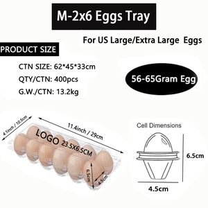 Bandeja de <span class=keywords><strong>Huevos</strong></span> de Plástico PET Reciclable de 12 Celdas con 12 Orificios, Empaque para <span class=keywords><strong>Huevos</strong></span> de Gallina, Marca XRS, Empaque Tipo Blíster - Product Image 2