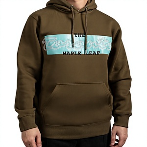 Toronto Maple Leaf Quarter-<b>Zip</b> <b>Hooded</b> Sweatshirt Brown Cotton Fleece Anti-Shrink Print Front Pocket Casual Autumn Wear Regular - Product Image 5