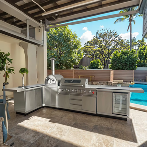 Cuisine d'été durable extérieure pour <span class=keywords><strong>piscine</strong></span>/jardin/bord de mer/<span class=keywords><strong>camping</strong></span> Barbecue de cuisine extérieure en acier inoxydable 304 en forme de L - Product Image 1