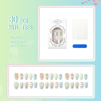 Vente en gros de faux ongles en ABS français personnalisés, 30 pièces, coquille 3D et étoile, ongles artificiels détachables pour salon de manucure