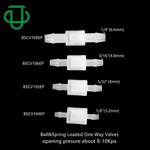 Ball Check Valve JU Factory Supply 1/8 3.2mm Hose Barb Plastic 1 Way Spring Ball Check Valve