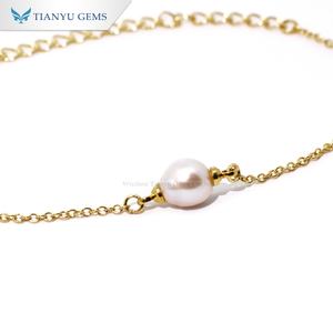 Tianyu Gems Minimalist <b>Gold</b> Tone Copper <b>Bracelet</b> with Simulated <b>Pearl</b> and Delicate Daily Fashion Jewelry - Product Image 2