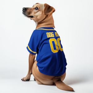 Logo kustom Royal Blue Mesh Jersey 3D dicetak nama dan nomor hewan bisbol kemeja dipersonalisasi Softball seragam untuk anjing kucing - Product Image 1