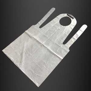 Delantales de polietileno blanco desechables transpirables y cómodos, 1 caja (100 unidades), venta directa de fábrica, delantales de PE para salón de belleza - Product Image 1
