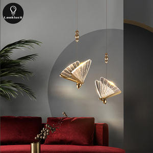 Lámpara de araña Interior de Hotel pequeño moderno de altura ajustable, nueva lámpara colgante de mariposa colorida para iluminación de escaleras Art <span class=keywords><strong>Deco</strong></span> - Product Image 5