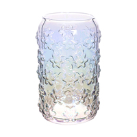 Juego de Vasos de Vidrio Iridiscentes sin Plomo, con Doble Pared Aislada, de Vidrio Borosilicato, con Acabado Texturizado Arcoíris, para Bebidas