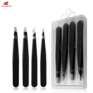 Kit Profesional de Pinzas para Cejas de Acero Inoxidable con Punta Inclinada y Puntiaguda, Diseño Curvo para Belleza, GZ RTS, Pedido Mixto al por Mayor - Product Image 1