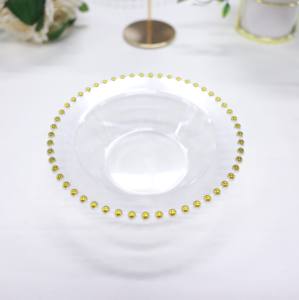 จานอาหารค่ำพลาสติกลูกปัดสีทองใสแบบใช้แล้วทิ้งพลาสติกแฟนซีสำหรับงานปาร์ตี้สำหรับงานแต่งงาน - Product Image 2