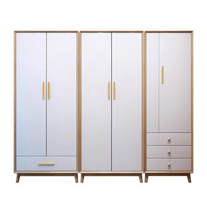 Nordic <b>Solid</b> <b>Wood</b> <b>Wardrobe</b> Modern Minimalist Hinged Door Storage Bedroom Cabinet Natural <b>White</b> Walnut Color - Product Image 5