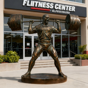 تمثال رجل قوي برونزي راقِ لمراكز اللياقة البدنية وصالات الألعاب الرياضية-منحوتة فنية لرفع الأثقال - Product Image 2