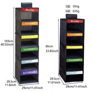 5/6 <b>Shelf</b> Weekly Clothes Organizer for Kids Hanging Daily Closet Organization Days of the Week Clothing Divider Storage - Product Image 6