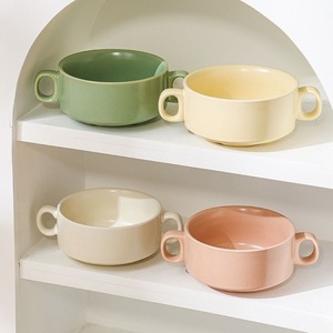 Tazón de Cerámica con Asas, Color Macaron, Apto para Microondas, para Sopa, Comida para Bebés, Uso Doméstico - Product Image 4