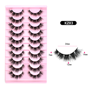 Fluffy phong cách Lông mi giả 10 cặp khay mềm Fluffy Lông mi giả <span class=keywords><strong>Mink</strong></span> lông mi handmade tự nhiên phong cách Lông mi giả mở rộng - Product Image 3