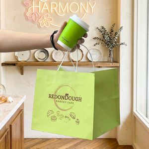 Bolsas de Papel Kraft Personalizables con Asas, Embalaje de Alimentos Reciclable para Galletas, Donas, Postres, Pasteles y Panadería - Product Image 5